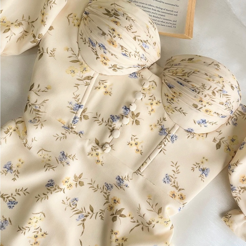 Floral off shoulder midi dress